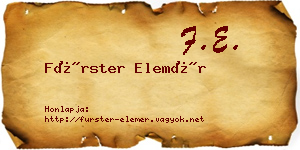 Fürster Elemér névjegykártya